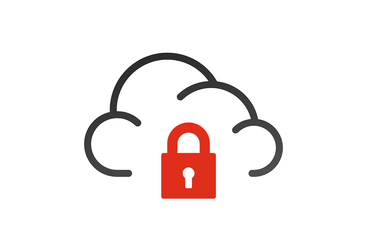 Cloud Icon with Red Locked Padlock