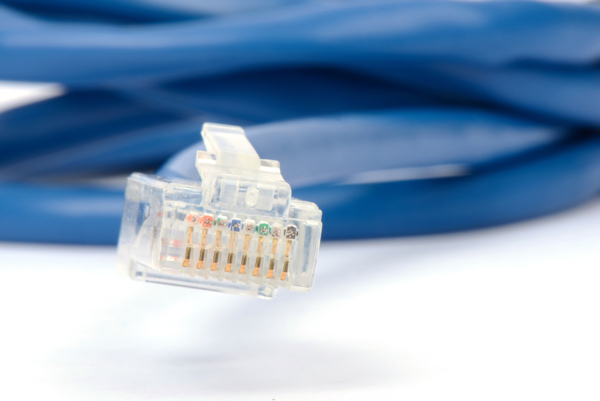 Blue Cable on White Desk