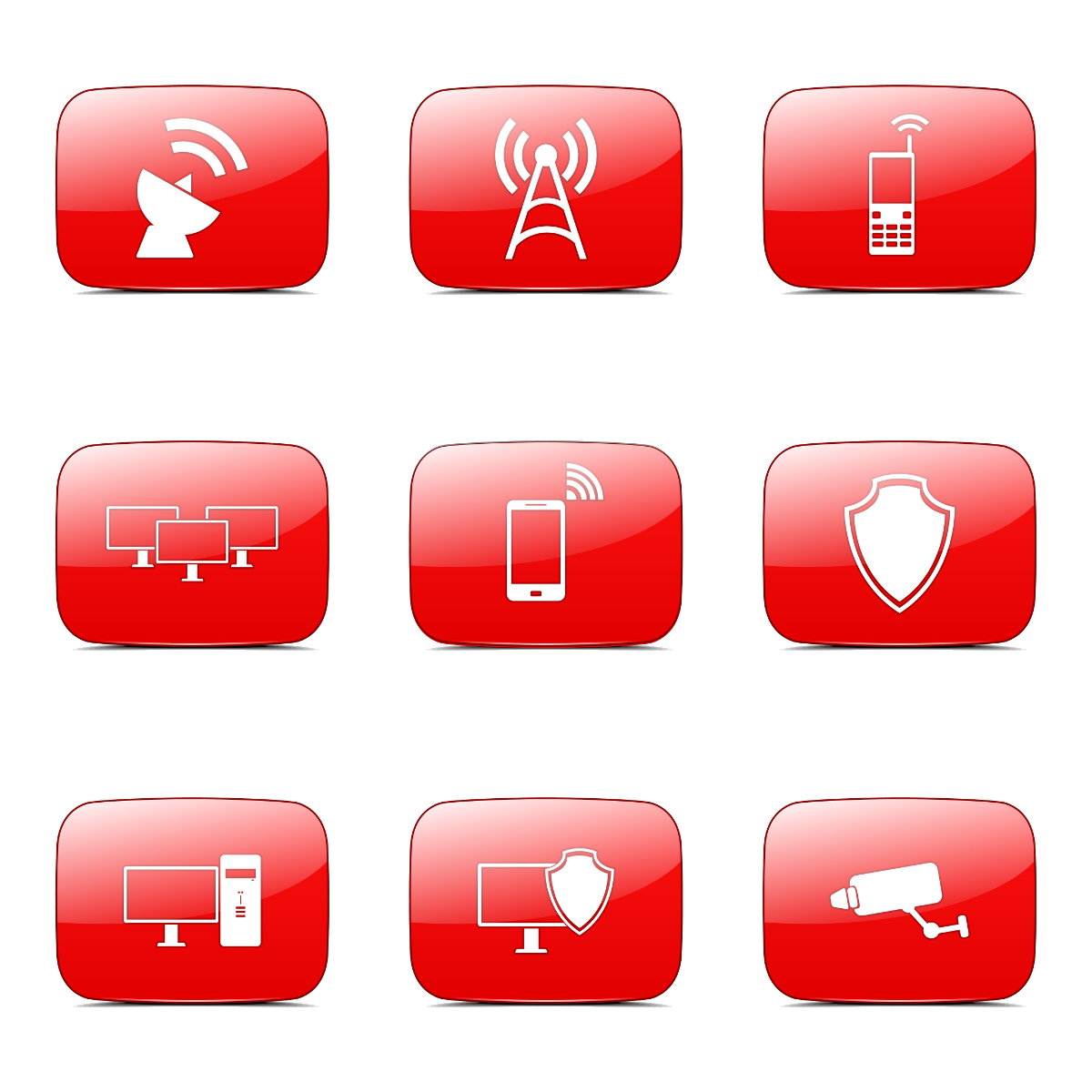 Button Icons of Communication Devices with Wifi Signals