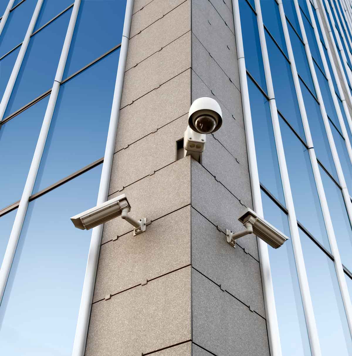 Security/Surveillance Cameras Mounted on Exterior of Building